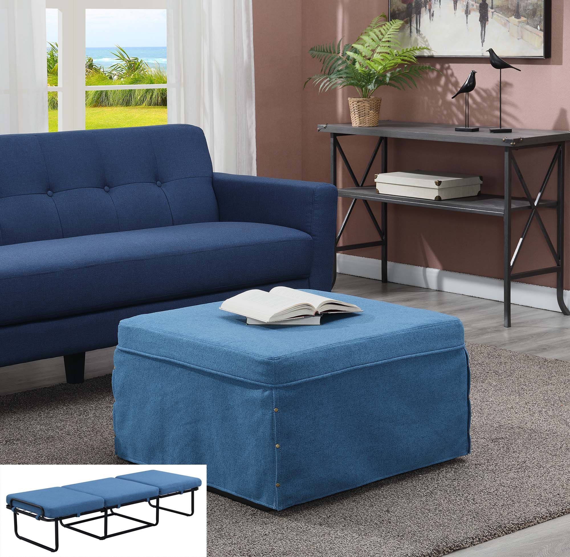 Convenience Concepts Designs4comfort Folding Bed Ottoman, Soft Blue Fabric  – Walmart Throughout Blue Folding Bed Ottomans (View 2 of 15)