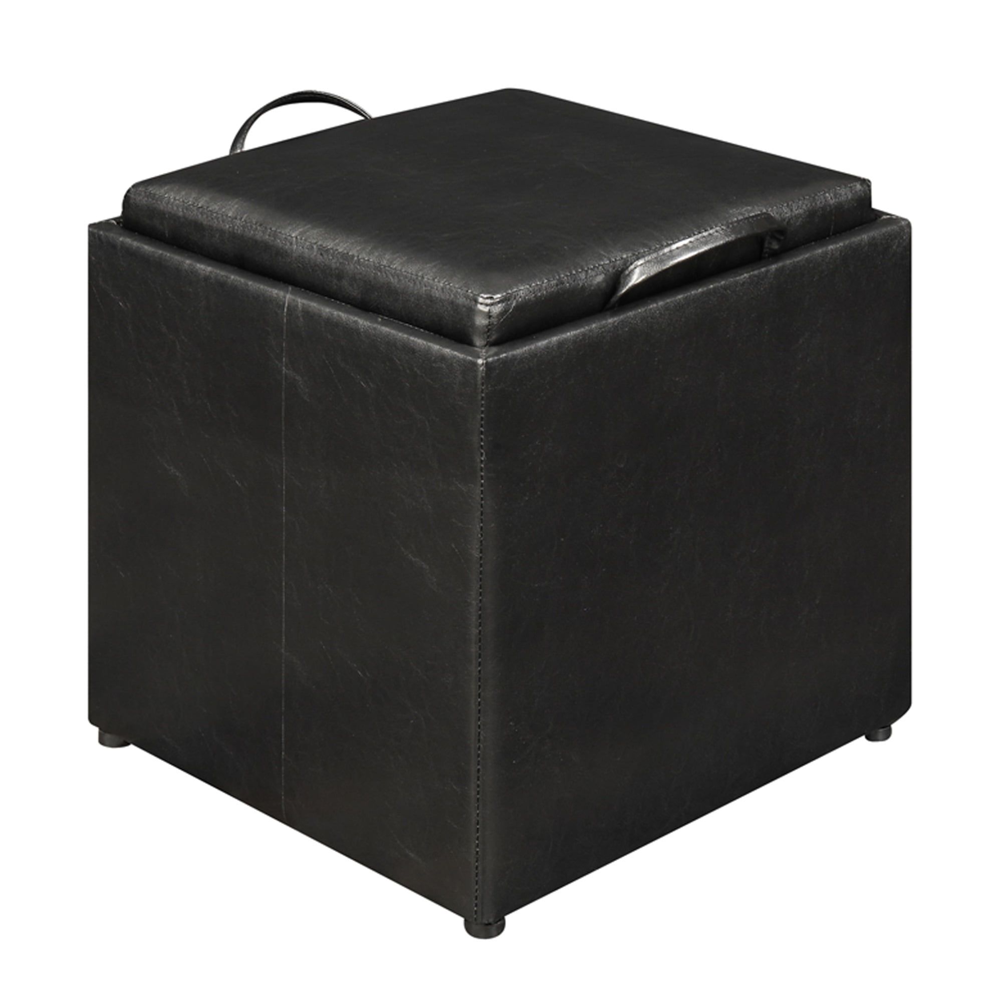 Convenience Concepts Designs4comfort Park Avenue Single Ottoman With Stool  And Reversible Tray, Espresso Faux Leather – Walmart In Ottomans With Stool And Reversible Tray (View 2 of 15)