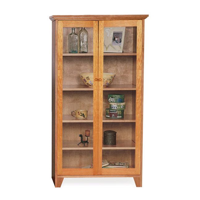 Custom Glass Door Shaker Bookcase | Natural Cherry, Walnut, Oak Or Maple Intended For Natural Handmade Bookcases (View 10 of 15)