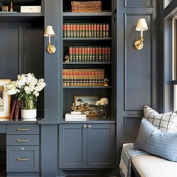 Dark Blue Built In Bookcase Design Ideas Pertaining To Navy Blue Bookcases (View 8 of 15)