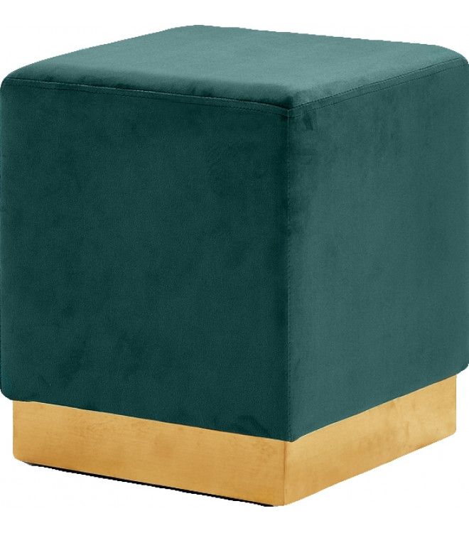 Deep Green Square Velvet Ottoman Footstool Gold Base Throughout Dark Green Ottomans (View 9 of 15)