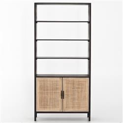 Designer Bookcases & Display Cases – Kathy Kuo Home Throughout Natural Black Bookcases (View 13 of 15)