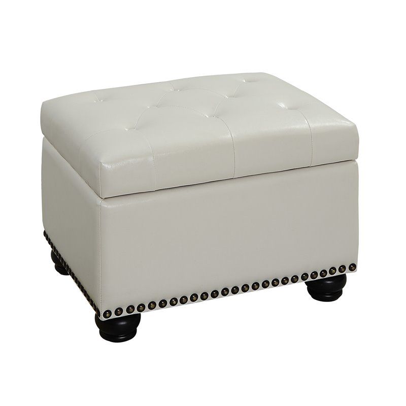 Designs4comfort 5th Avenue Storage Ottoman In Ivory White Faux Leather  Fabric | Cymax Business For Ivory Faux Leather Ottomans (View 10 of 15)