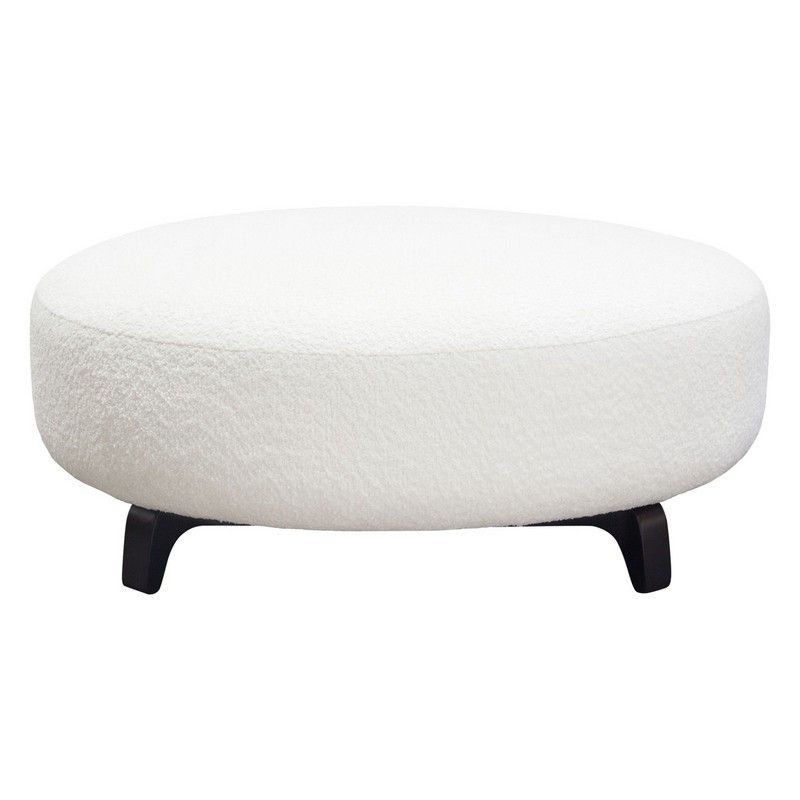 Diamond Sofa Vesperotwh Vesper 40 Inch Round Ottoman In Faux White Shearling  With Black Wood Leg For Satin Black Shearling Ottomans (View 7 of 15)