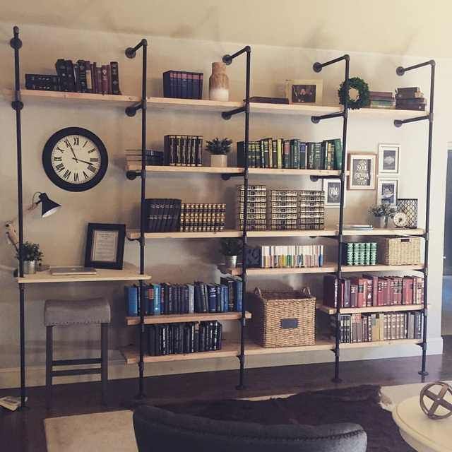 Diy Industrial Bookshelves – Imgur | Industrial Home Design, Home Decor,  Home Office Decor With Regard To Industrial Bookcases (View 3 of 15)
