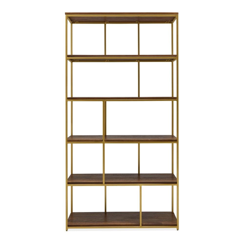 Dorothea Brass & Mango Wood Industrial Bookshelf | Cult Uk With Regard To Brass Bookcases (View 6 of 15)
