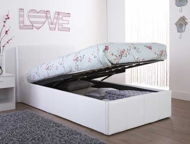End Lift Ottoman Storage White Single Bed Frame In Single Ottomans (View 12 of 15)
