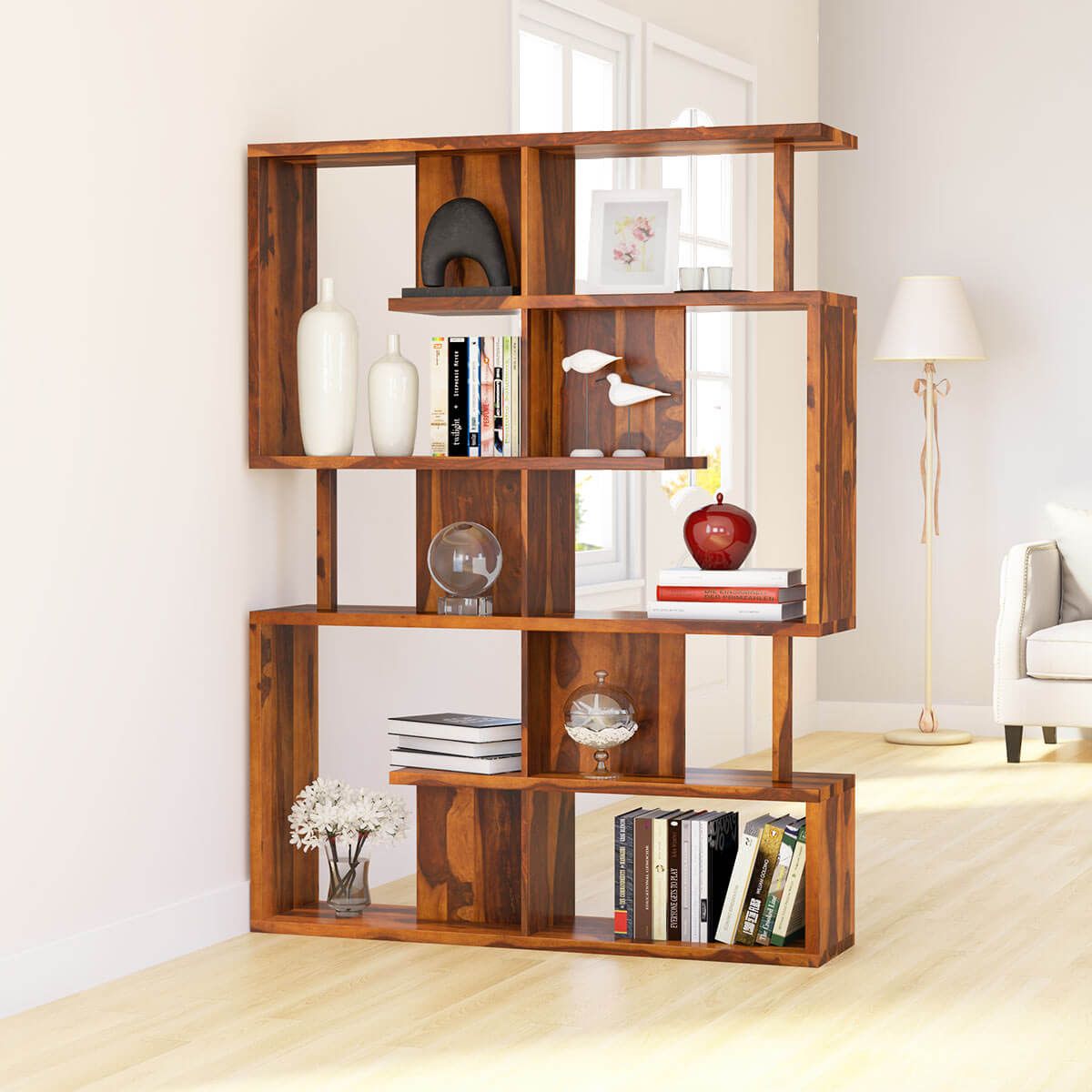Fairfield Modern Geometric Bookcase For Home And Office In Geometric Bookcases (View 1 of 15)