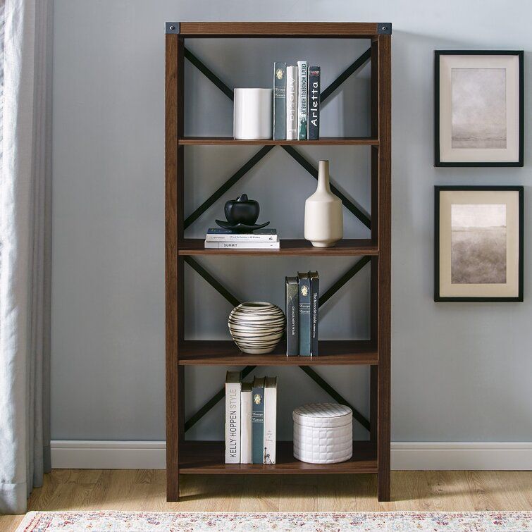 Foundstone™ Gwen 64'' H X 30'' W Etagere Bookcase & Reviews | Wayfair In Gray Metal Stone Bookcases (View 10 of 15)