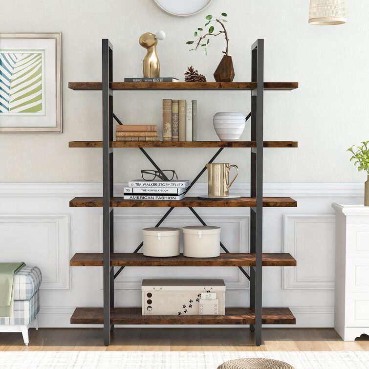 Foundstone™ Hadler 63'' H X 47'' W Steel Etagere Bookcase & Reviews |  Wayfair Throughout Powder Coat Finish Bookcases (View 13 of 15)