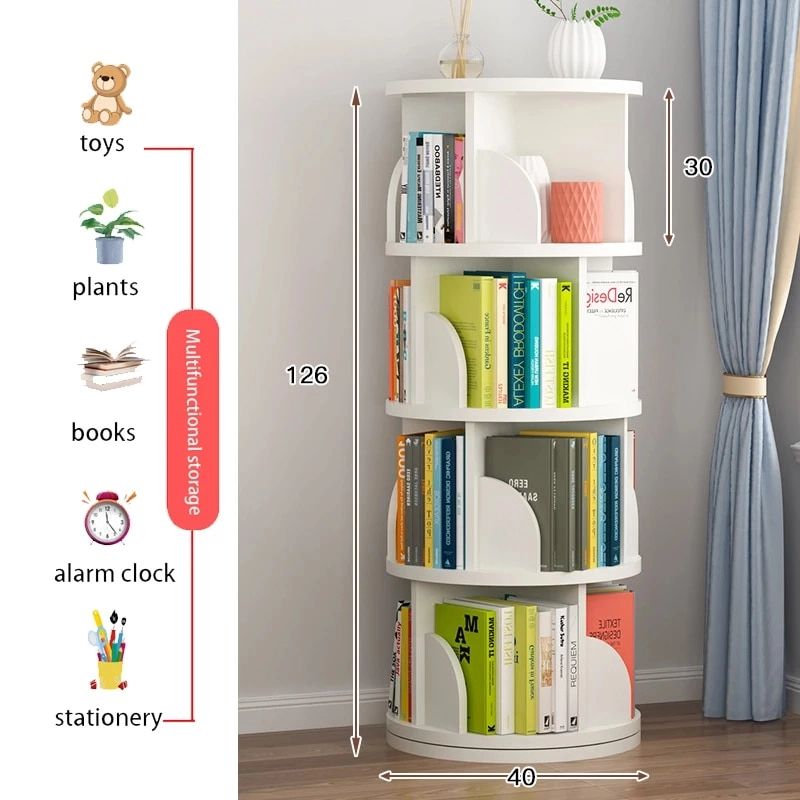 Four Layer Floor Shelf 360°rotating Bookshelf Children's Picture Book Rack  Multi Color Optional – Bookcases – Aliexpress Regarding Four Tier Bookcases (View 15 of 15)