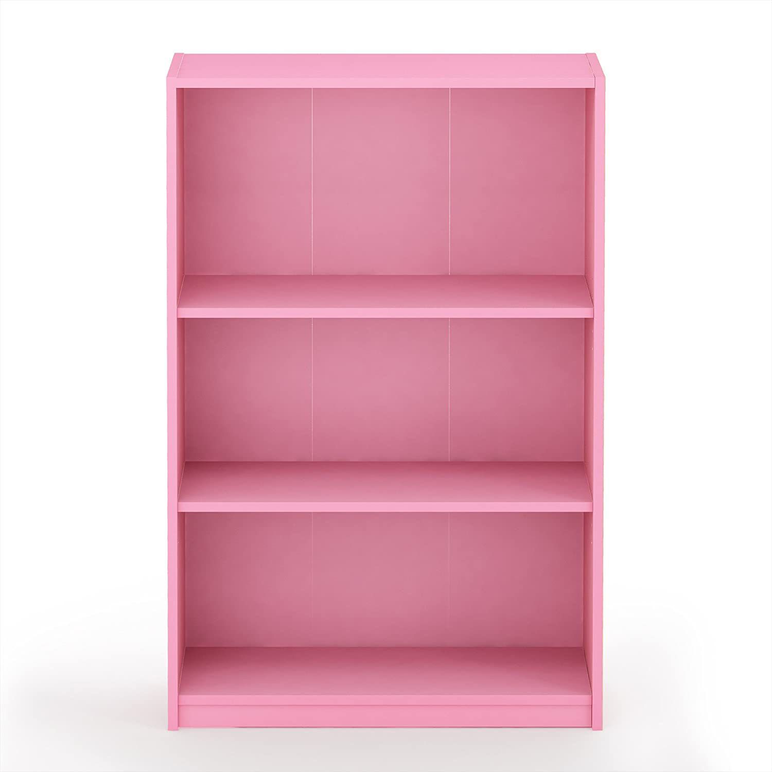 Furinno Jaya Simple Home 3 Tier Adjustable Shelf Bookcase, Pink –  Walmart Inside Light Pink Bookcases (View 15 of 15)