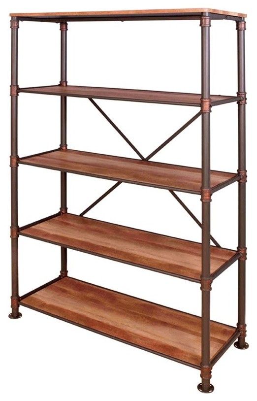 Furniture Of America Gee Industrial Metal 4 Shelf Bookcase In Antique Black  – Industrial – Bookcases  Homesquare | Houzz Intended For Antique Copper Bookcases (View 15 of 15)