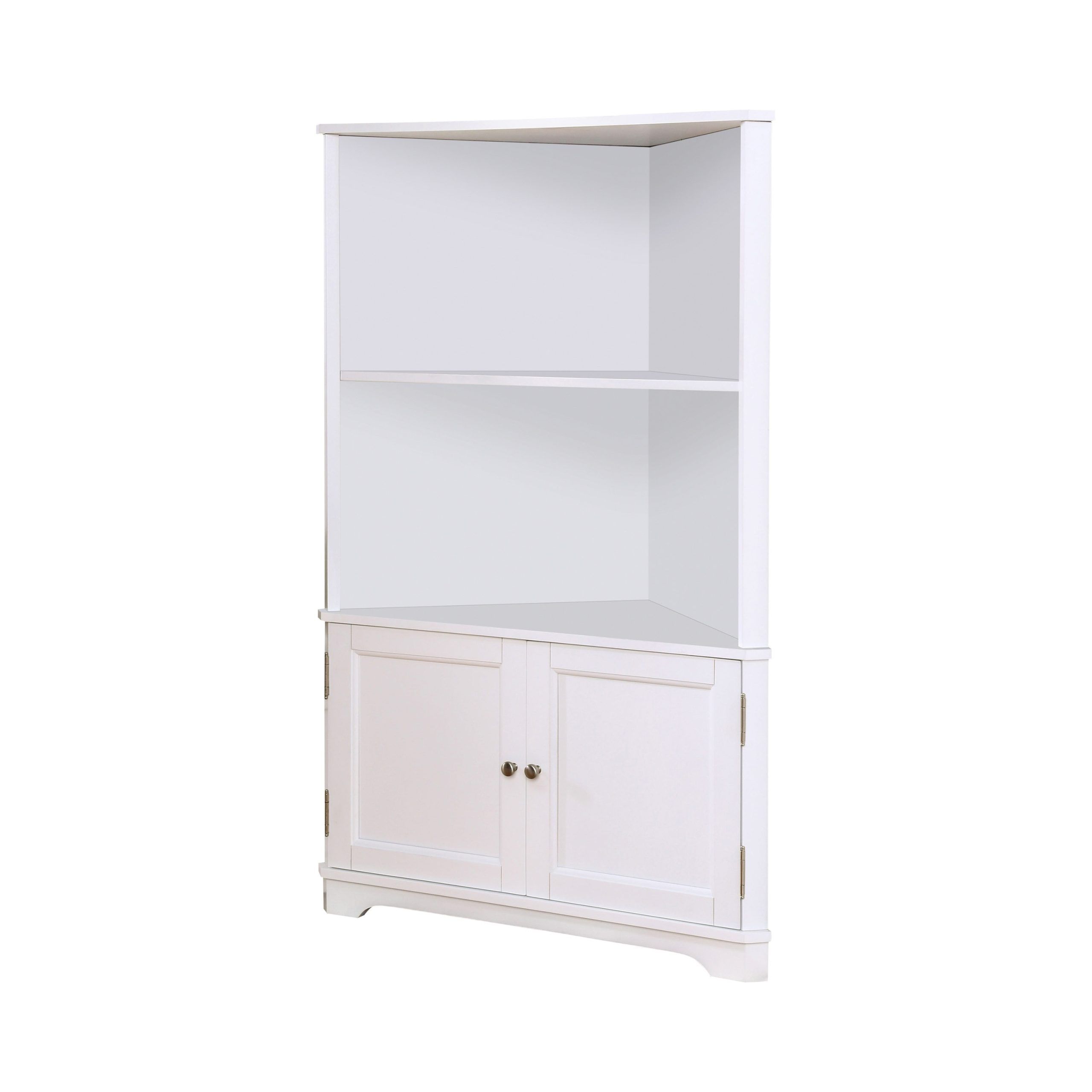 Furniture Of America Hyannis White Wood 2 Shelf Corner Bookcase With Doors  (32 In W X 50 In H X 17 In D) In The Bookcases Department At Lowes Intended For Corner Bookcases (View 14 of 15)