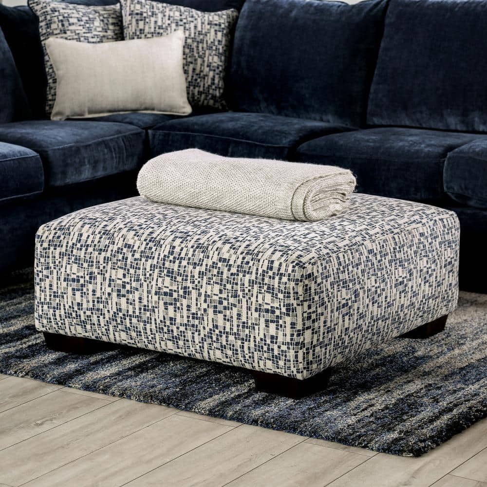 Furniture Of America Rylande Multicolor Upholstered Ottoman Idf 5412 Ot –  The Home Depot Pertaining To Multicolor Ottomans (View 11 of 15)