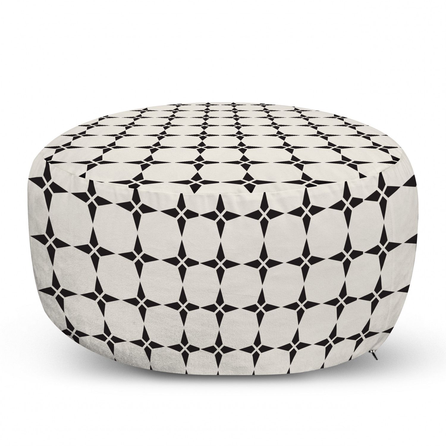 Geometric Pouf Cover With Zipper, Pattern Star Shapes Contemporary Style  Modern Design, Soft Decorative Fabric Unstuffed Case, 30" W X  (View 10 of 15)