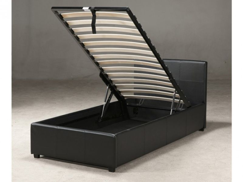 Gfw End Lift Ottoman 3ft Single Black Faux Leather Bed Framegfw Throughout Single Ottomans (View 11 of 15)