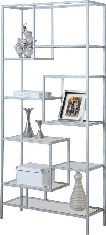 Give Your Home A Bold, Modern Look With This Unique Silver Metal And Clear  Tempered Glass Bookcase (View 10 of 15)