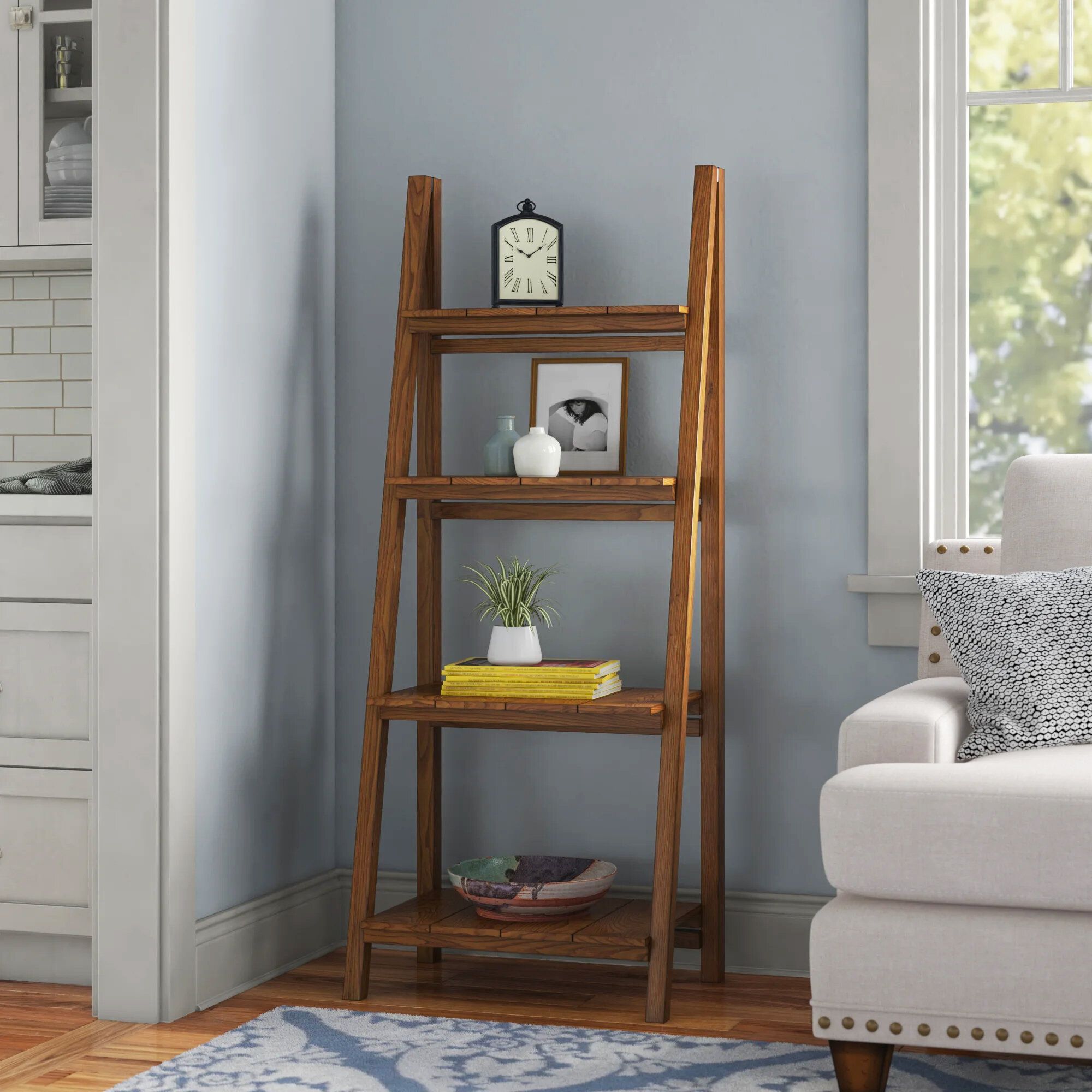 Gracie Oaks Deethya 60'' H X 24'' W Solid Wood Ladder Bookcase & Reviews |  Wayfair For Wooden Ladder Bookcases (View 6 of 15)