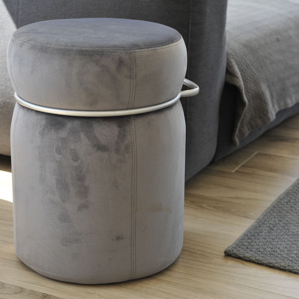 Grey Ottoman Pouf – Decorative Objects – Aulica Prom Orf Diffusion | Mom With Regard To Matte Grey Ottomans (View 14 of 15)
