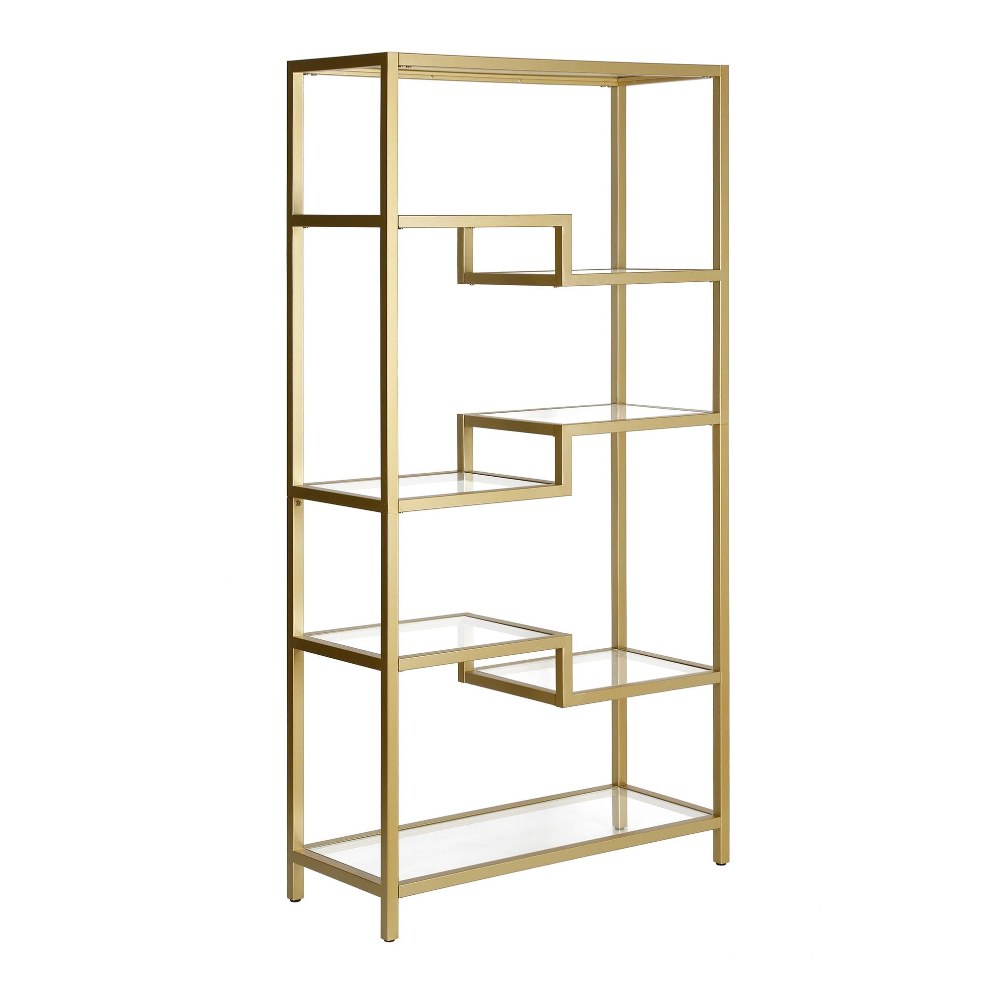 Hailey Home Johann Gold Metal 5 Shelf Bookcase (34 In W X 68 In H X 14 In  D) In The Bookcases Department At Lowes Inside Gold Bookcases (View 11 of 15)