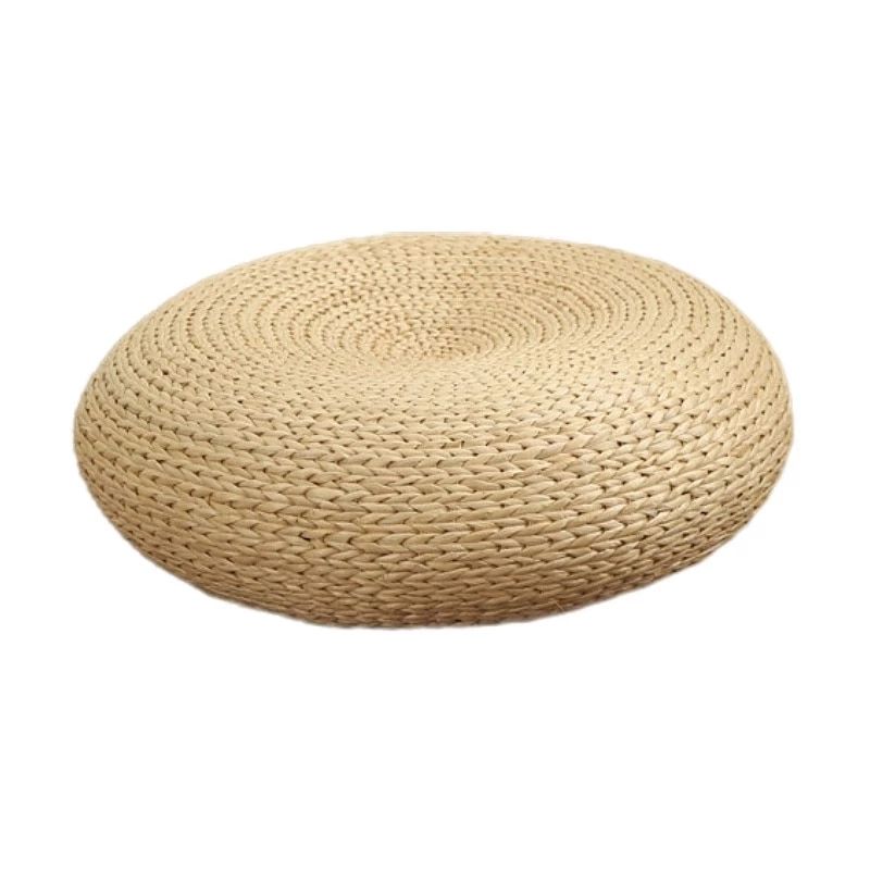 Handcrafted Eco Friendly Breathable Woven Straw Seat Cushion Natural Straw  Futon Pouf Ottoman Floor Seating Tatami Futon Stool|stools & Ottomans| –  Aliexpress Inside Natural Ottomans (View 10 of 15)