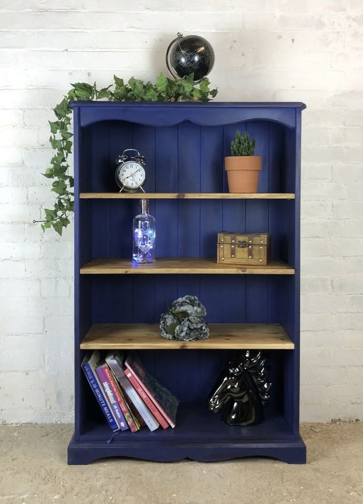 Handpainted Navy Blue Bookcase | Painted Bookshelves, Bookshelves Diy,  Bookcase Diy Regarding Navy Blue Bookcases (View 11 of 15)