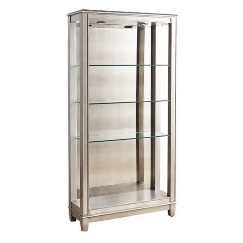 Hayworth Mirrored Silver Wood Tall Bookshelf Regarding Mirrored Glass Bookcases (View 2 of 15)