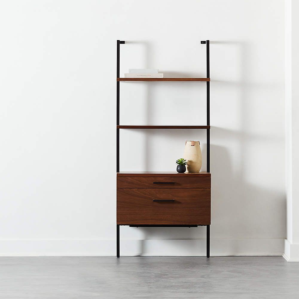 Helix 70" Walnut Bookcase With 2 Drawers + Reviews | Cb2 With Two Drawer Bookcases (View 8 of 15)
