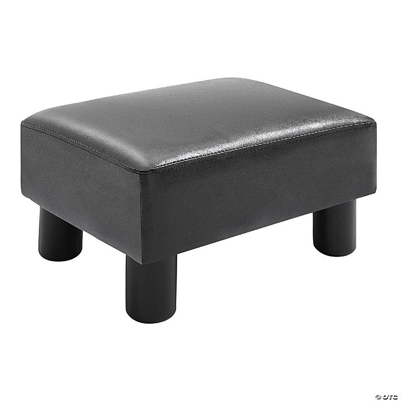 Homcom Modern Faux Leather Upholstered Rectangular Ottoman Footrest With  Padded Foam Seat And Plastic Legs Bright Black | Oriental Trading Throughout Black Faux Leather Ottomans (View 11 of 15)