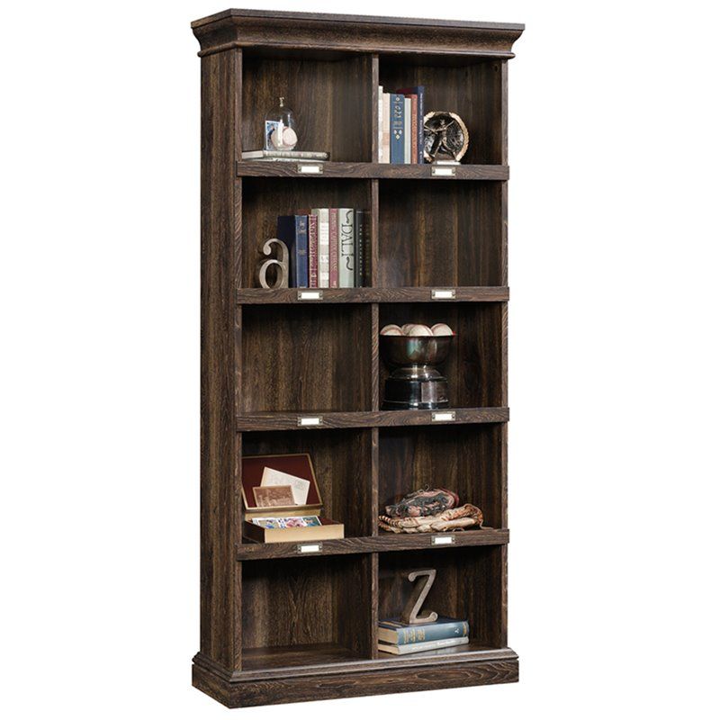 Home Square 2 Piece Engineered Wood Tall 10 Cubby Bookcase Set In Iron Oak  | Cymax Business In Square Iron Bookcases (View 14 of 15)