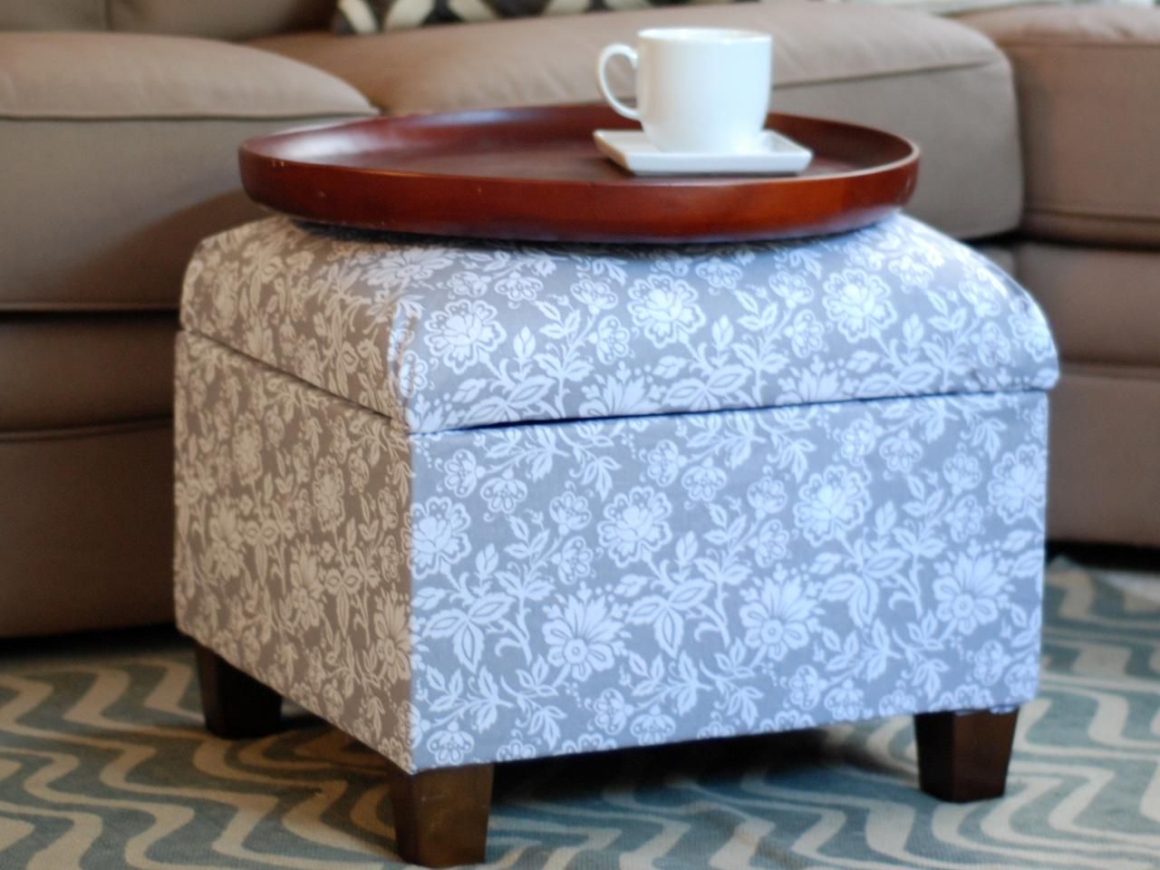 How To Re Cover An Upholstered Ottoman | Reupholster An Ottoman | Hgtv Pertaining To Fabric Upholstered Ottomans (View 4 of 15)
