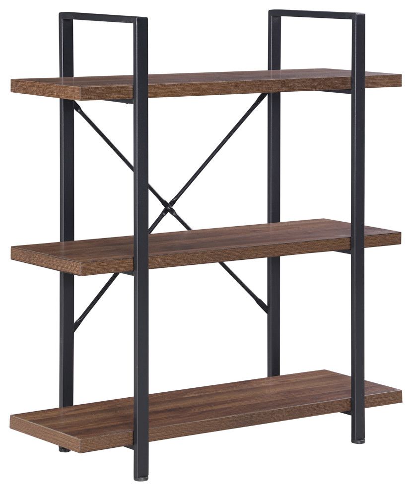 Industrial Bookcase Open Etagere Book Shelf Metal/wood – Industrial –  Bookcases  Onebigoutlet | Houzz With Regard To Dark Brushed Pewter Bookcases (View 8 of 15)