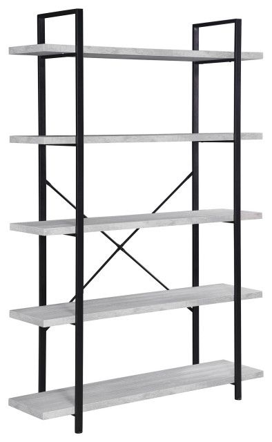 Industrial Bookcase Open Etagere Book Shelf Metal/wood – Industrial –  Bookcases  Onebigoutlet | Houzz Within Gray Metal Stone Bookcases (View 9 of 15)