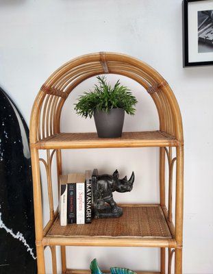 Italian Bamboo Rattan Bookshelf, 1960s For Sale At Pamono Throughout Rattan Bookcases (View 6 of 15)