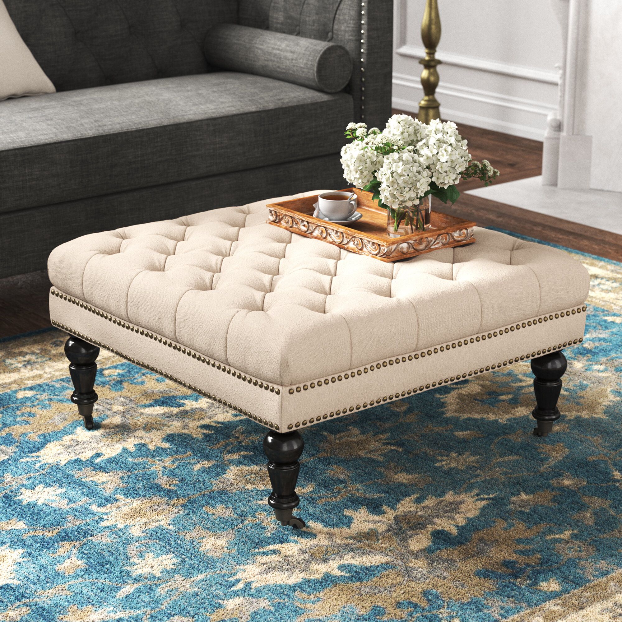 Kelly Clarkson Home Landis Upholstered Ottoman & Reviews | Wayfair For Upholstered Ottomans (View 4 of 15)