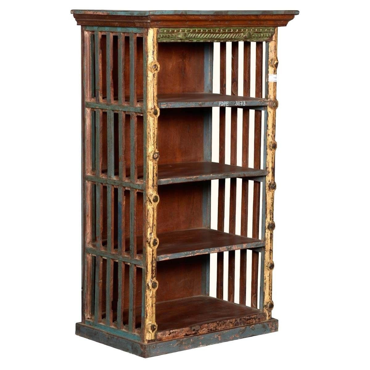 Lakeridge Rustic Reclaimed Wood Open Slats Bookcase Curio Unit Throughout Bookcases With Slats (View 12 of 15)