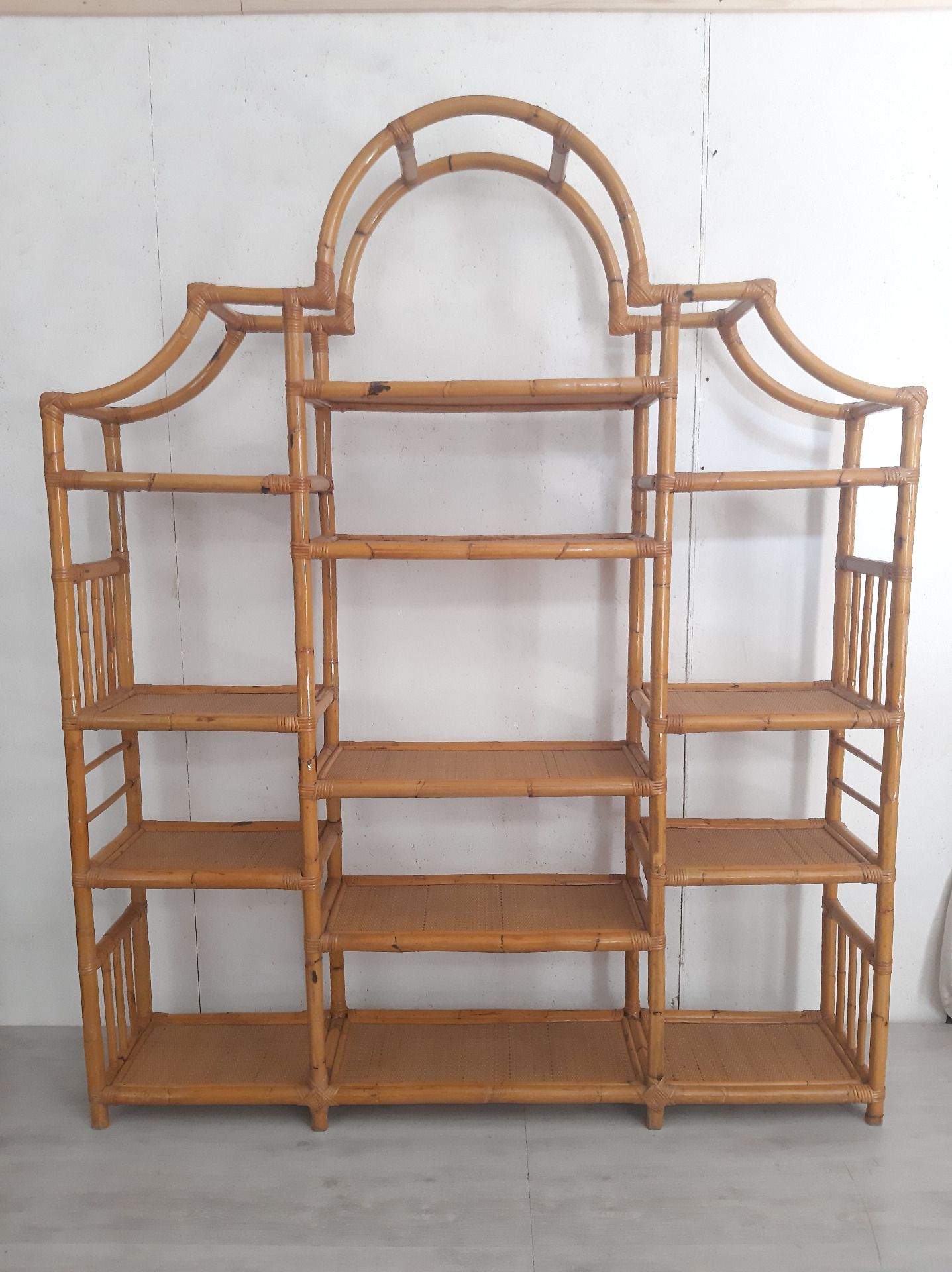 Large Bamboo Bookcase From The 70s With Various Shelves – Bookcases And  Showcases Within Bamboo Bookcases (View 4 of 15)