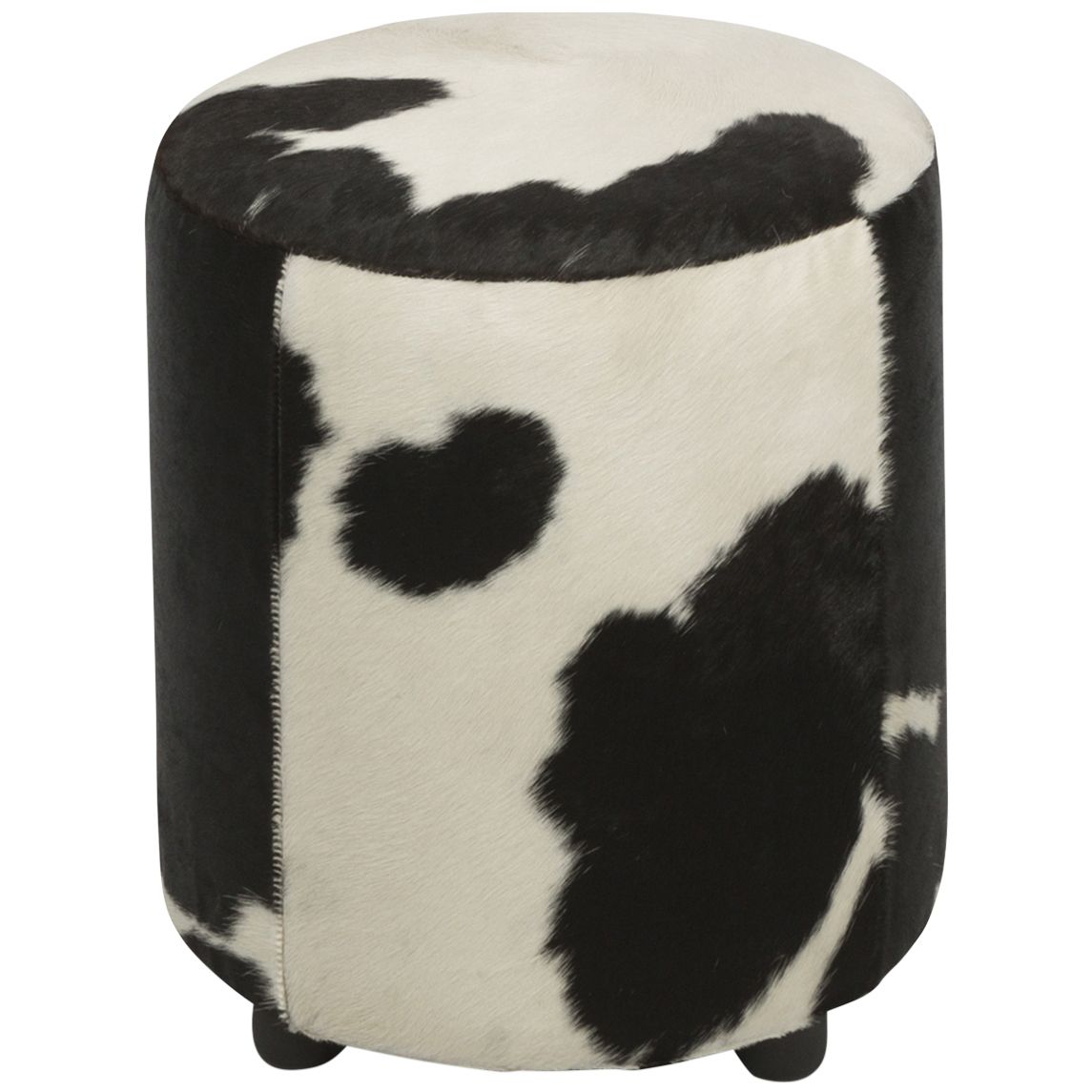 Lifestyle Traders Black & White Round Cowhide Ottoman | Temple & Webster With White Cow Hide Ottomans (View 7 of 15)