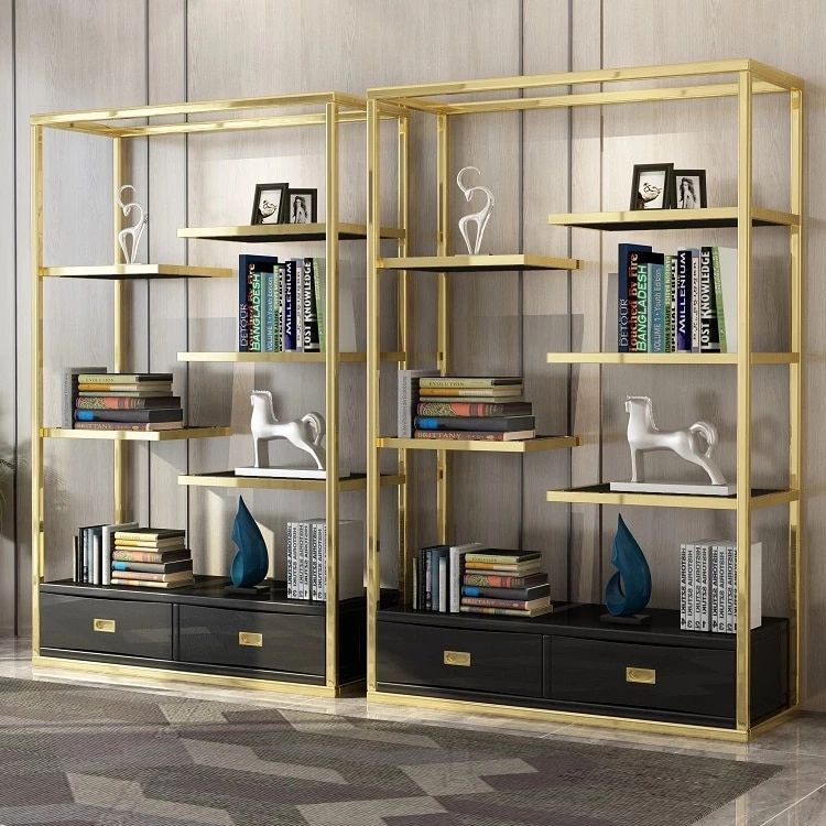 Light Luxury Bookshelf Metal Living Room Shelf Office Multi Layer Display  Rack Shelf Floor Stainless Steel Bookcase|bookcases| – Aliexpress With Stainless Steel Bookcases (View 8 of 15)