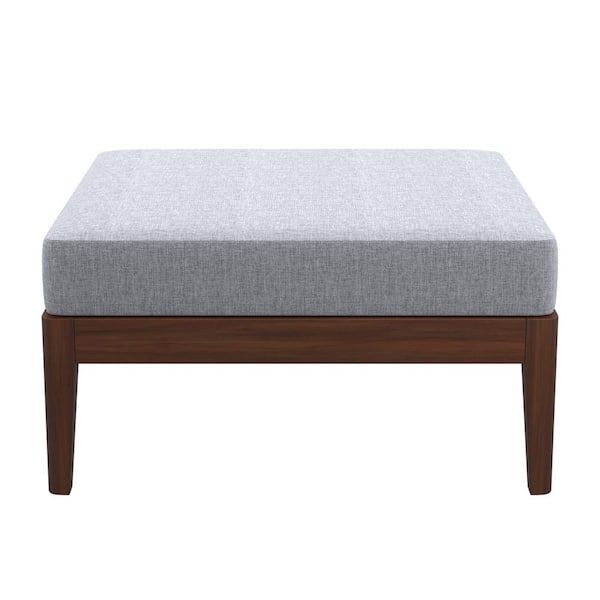 Linon Home Decor Naples Walnut Finished Acacia Ottoman With Grey  Upholstered Top Thd02923 – The Home Depot With Regard To Ottomans With Walnut Wooden Base (View 14 of 15)