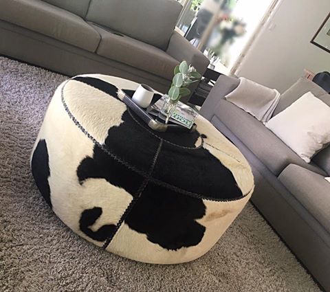 Loft Large Cowhide Ottoman – Black And White – Loft Furniture With White Cow Hide Ottomans (View 5 of 15)