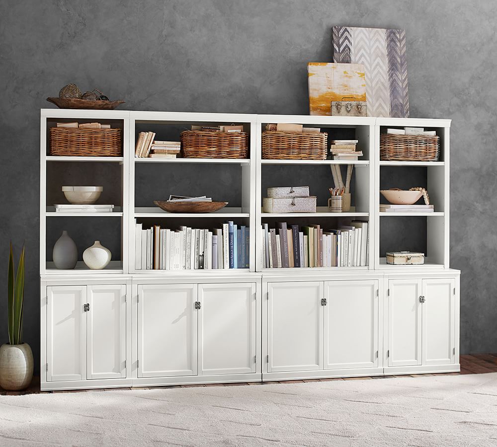 Logan Wall Bookcase With Doors | Pottery Barn Inside Sliding Barn Door Wall Bookcases (View 14 of 15)
