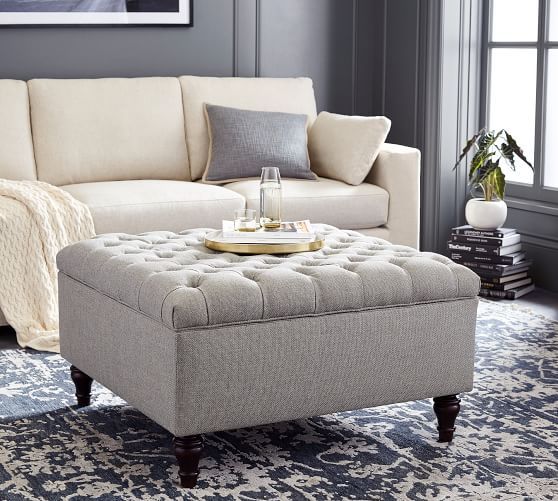Lorraine Tufted Square Storage Ottoman | Pottery Barn With Square Ottomans (View 2 of 15)