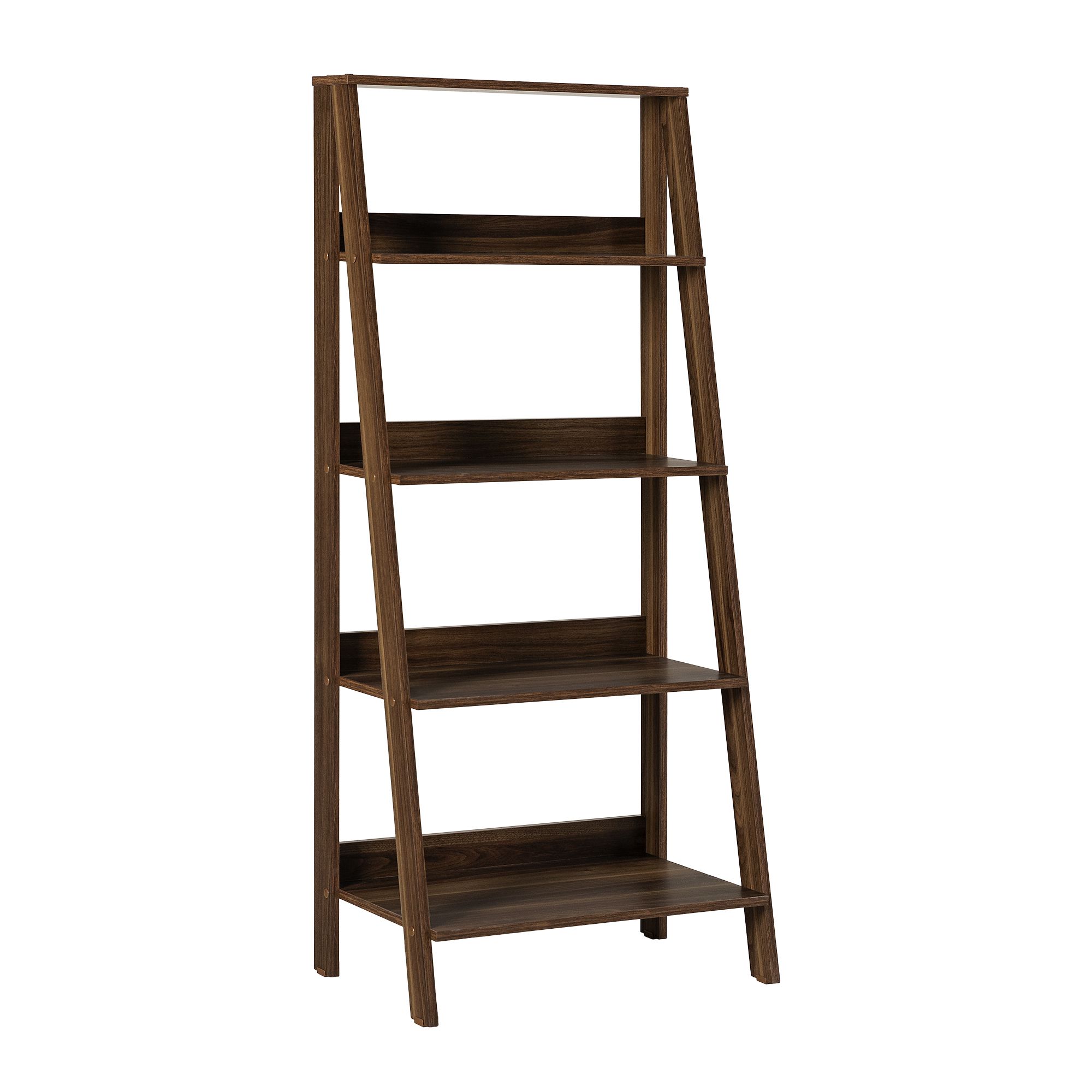 Manor Park 55 Inch Modern Wood Ladder Bookcase, Walnut – Walmart Within Wooden Ladder Bookcases (View 13 of 15)