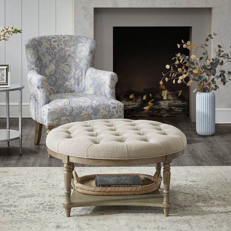 Martha Stewart Cedric Tufted Round Ottoman With Storage & Reviews | Wayfair Intended For 36 Inch Round Ottomans (View 9 of 15)