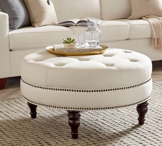Martin Upholstered Round Ottoman | Pottery Barn Within 36 Inch Round Ottomans (View 13 of 15)