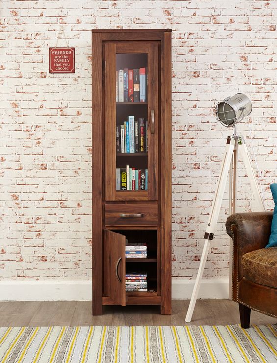 Mayan Walnut Narrow Bookcase Glazed Rustic Dark Wood Design | Bookcases And  Shelves With Regard To Dark Walnut Bookcases (View 9 of 15)