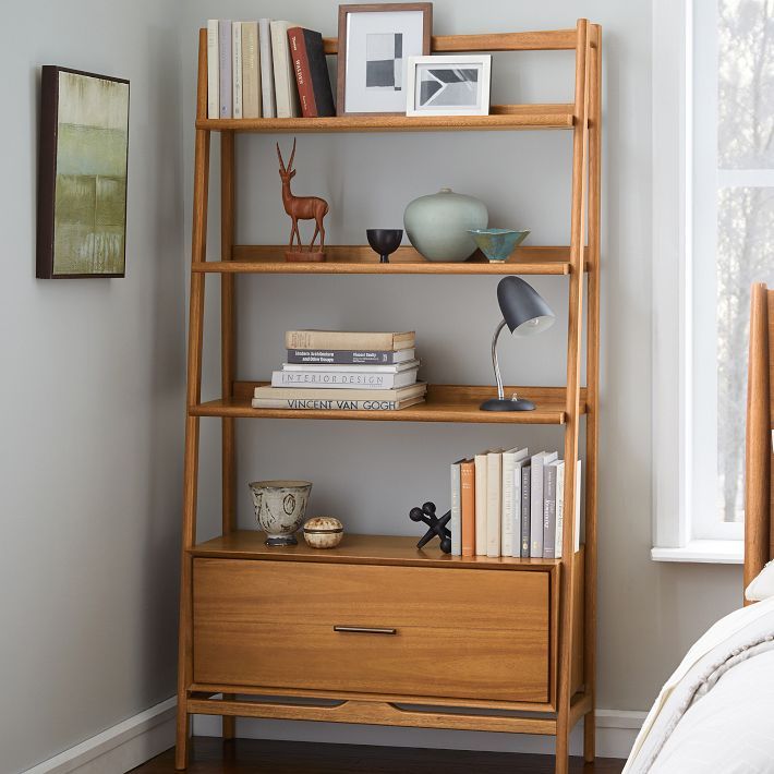 Mid Century Bookshelf W/ Drawer (38") | West Elm For Bookcases With Drawer (View 9 of 15)