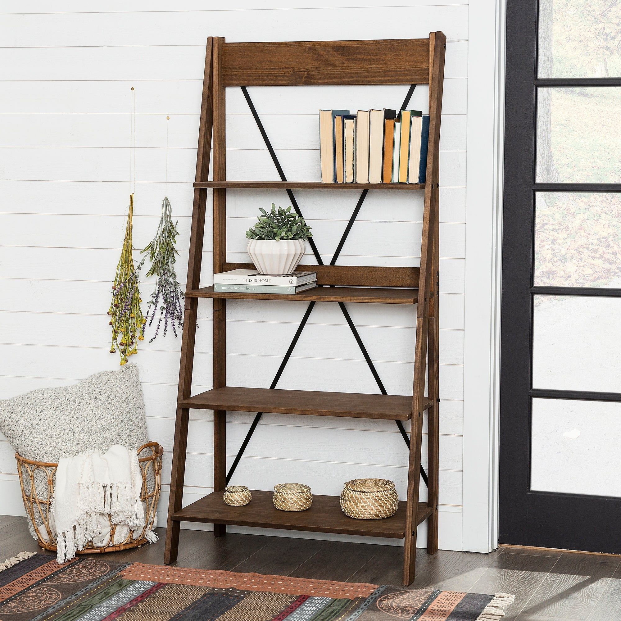 Middlebrook 68 Inch Solid Pine Wood Ladder Bookshelf – On Sale – Overstock  – 28274633 In 68 Inch Bookcases (View 1 of 15)